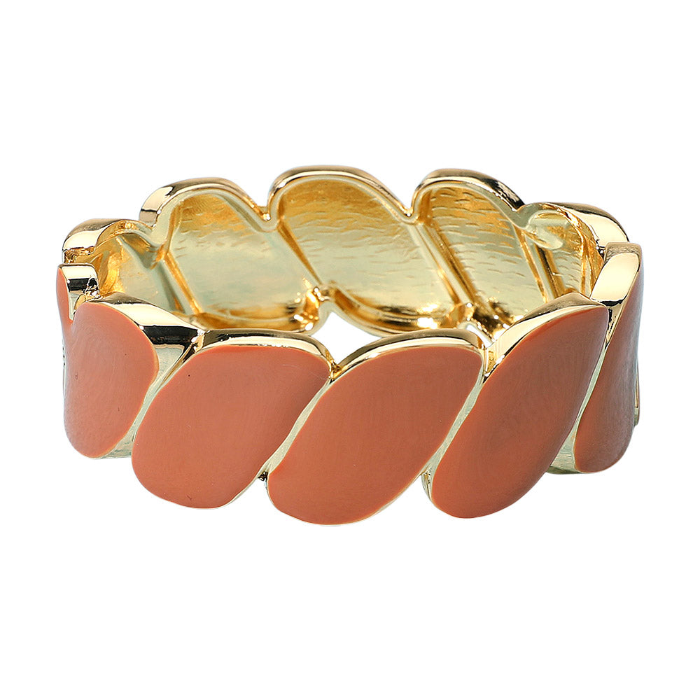 Enamel Marquise Link Hinged Bangle Bracelet