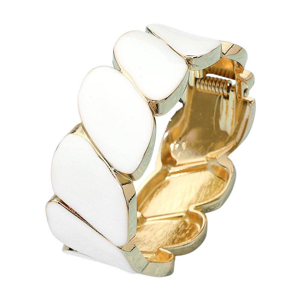 Enamel Marquise Link Hinged Bangle Bracelet