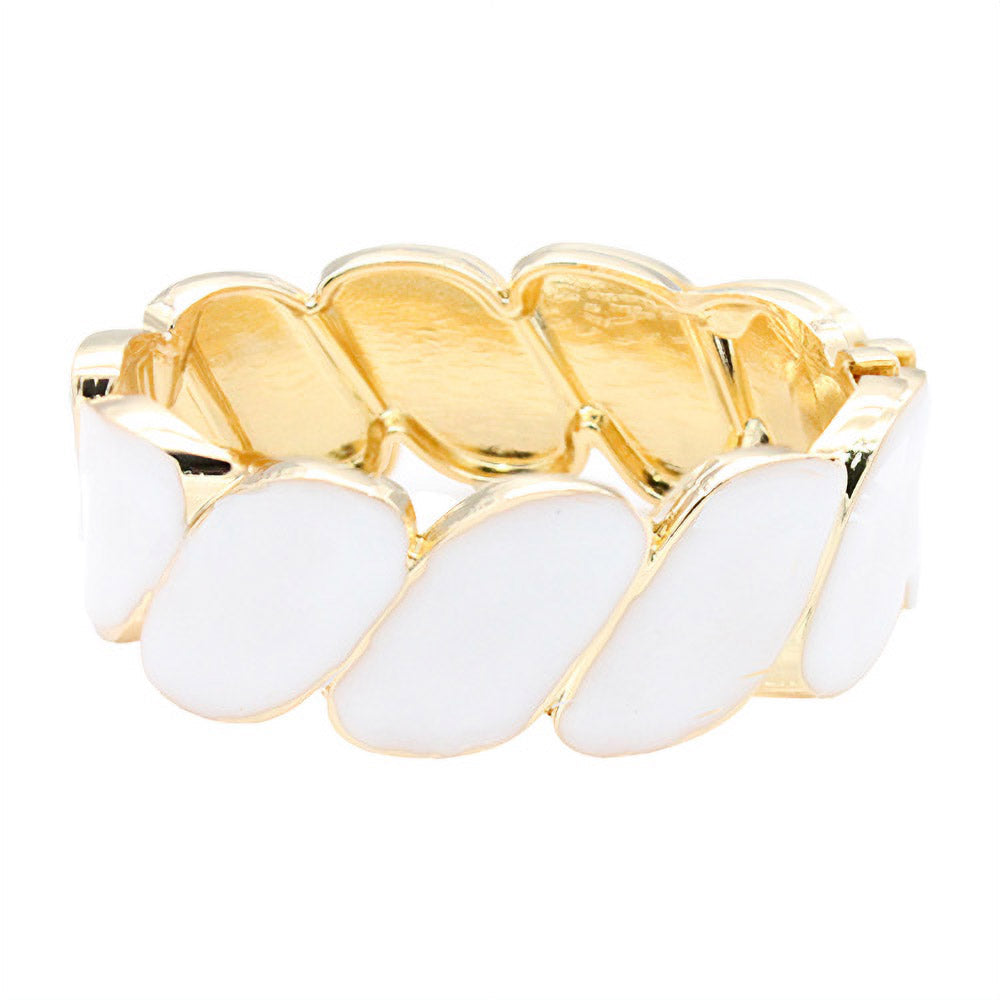 Enamel Marquise Link Hinged Bangle Bracelet