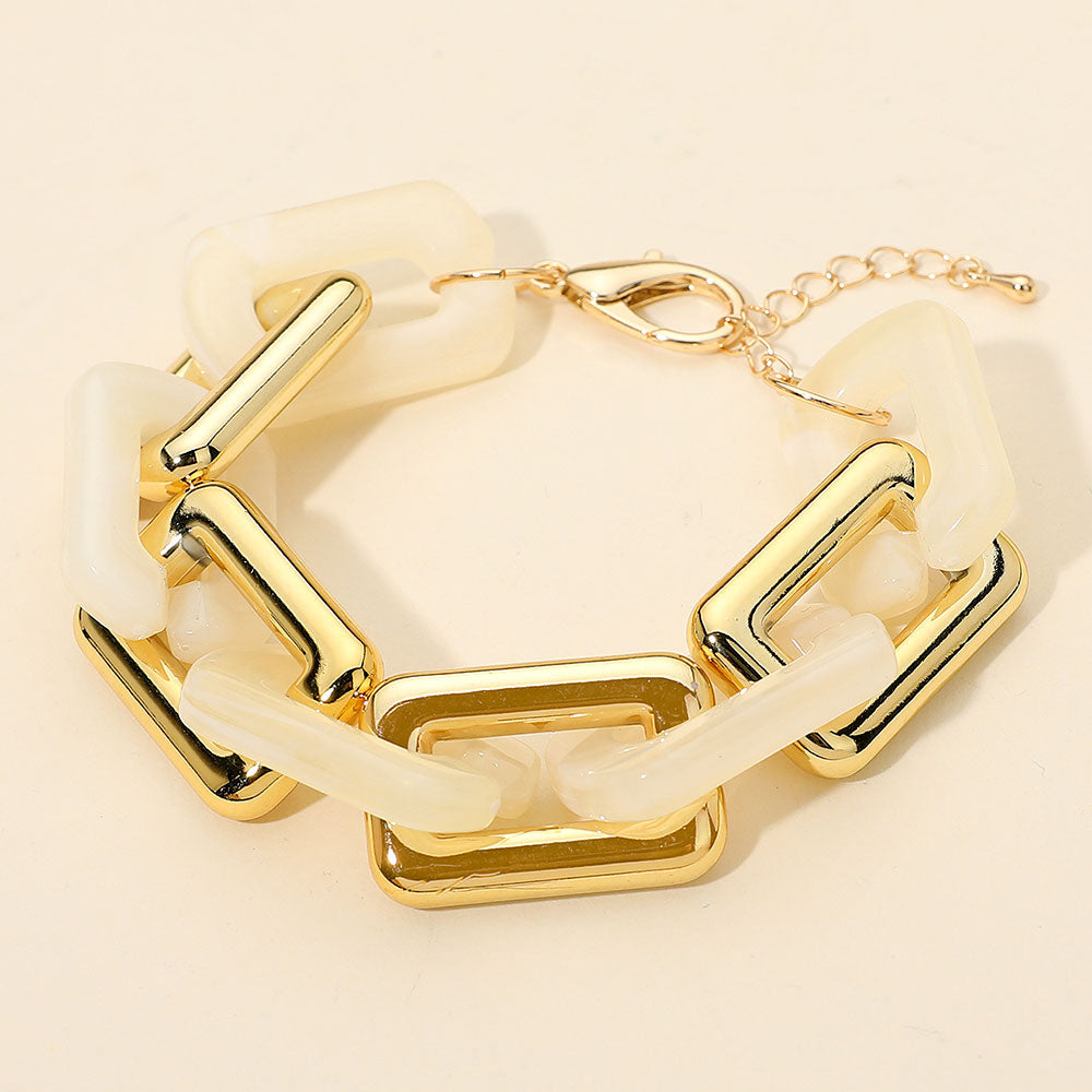Bold Geometric Resin Link Bracelet