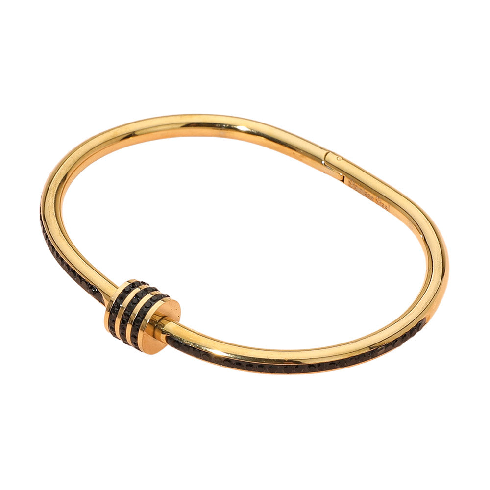 Stainless Steel CZ Stone Accent Hinged Bangle Bracelet