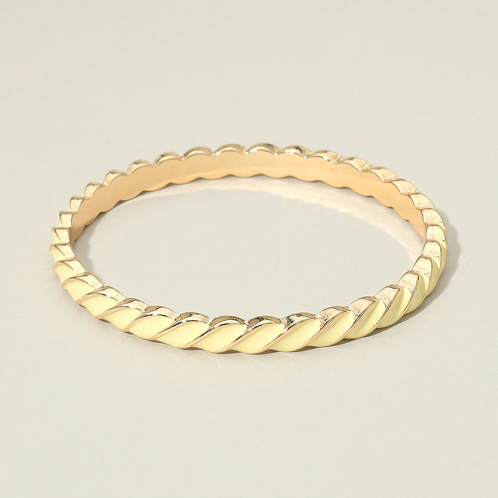 Enamel Inlay Twisted Hinged Bangle Bracelet