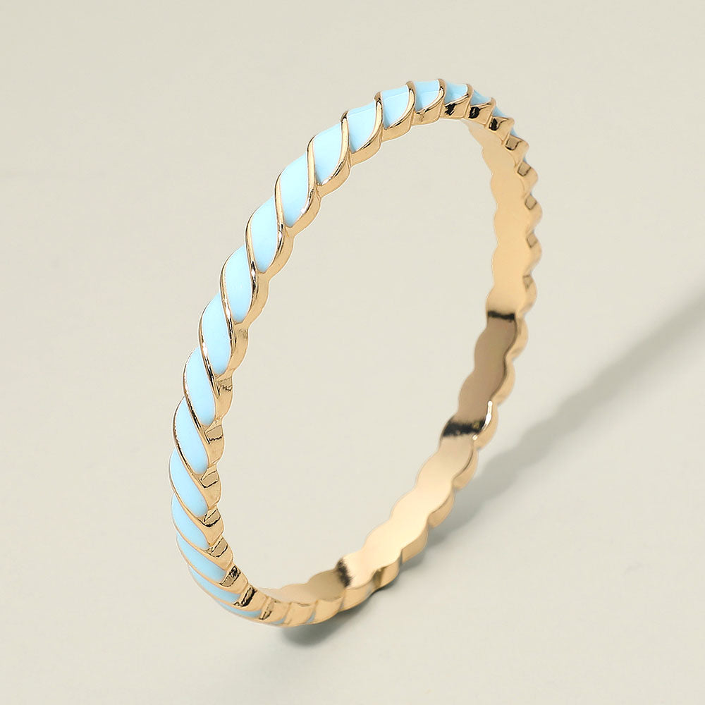 Enamel Inlay Twisted Hinged Bangle Bracelet
