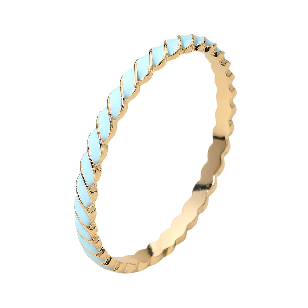 Enamel Inlay Twisted Hinged Bangle Bracelet