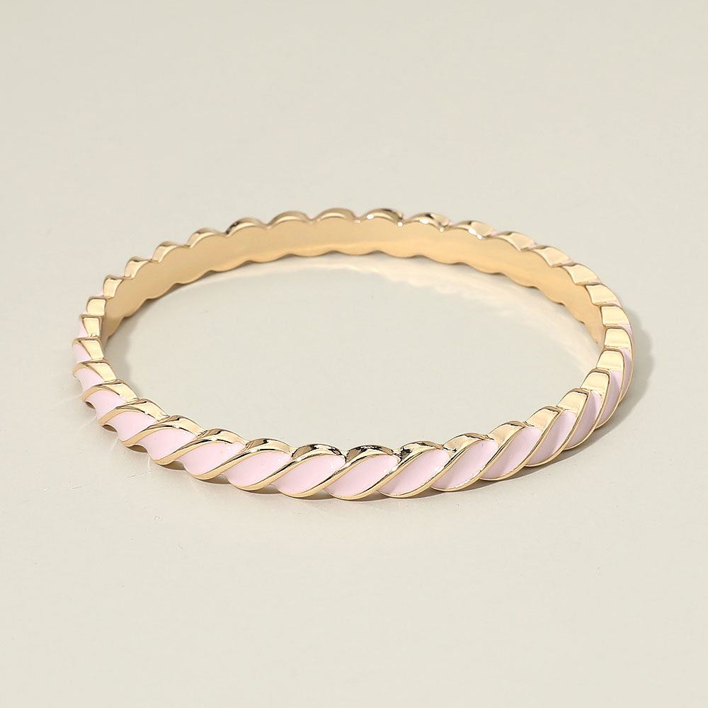 Enamel Inlay Twisted Hinged Bangle Bracelet