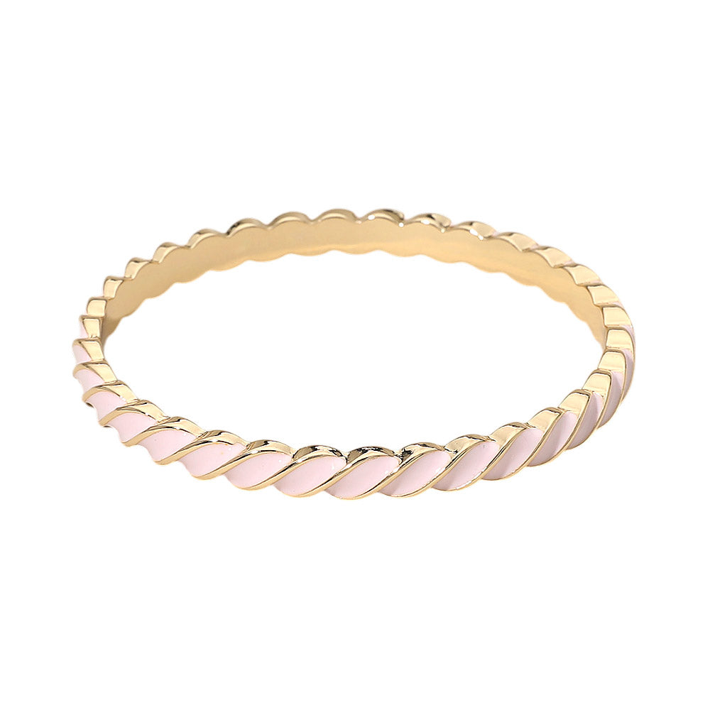 Enamel Inlay Twisted Hinged Bangle Bracelet
