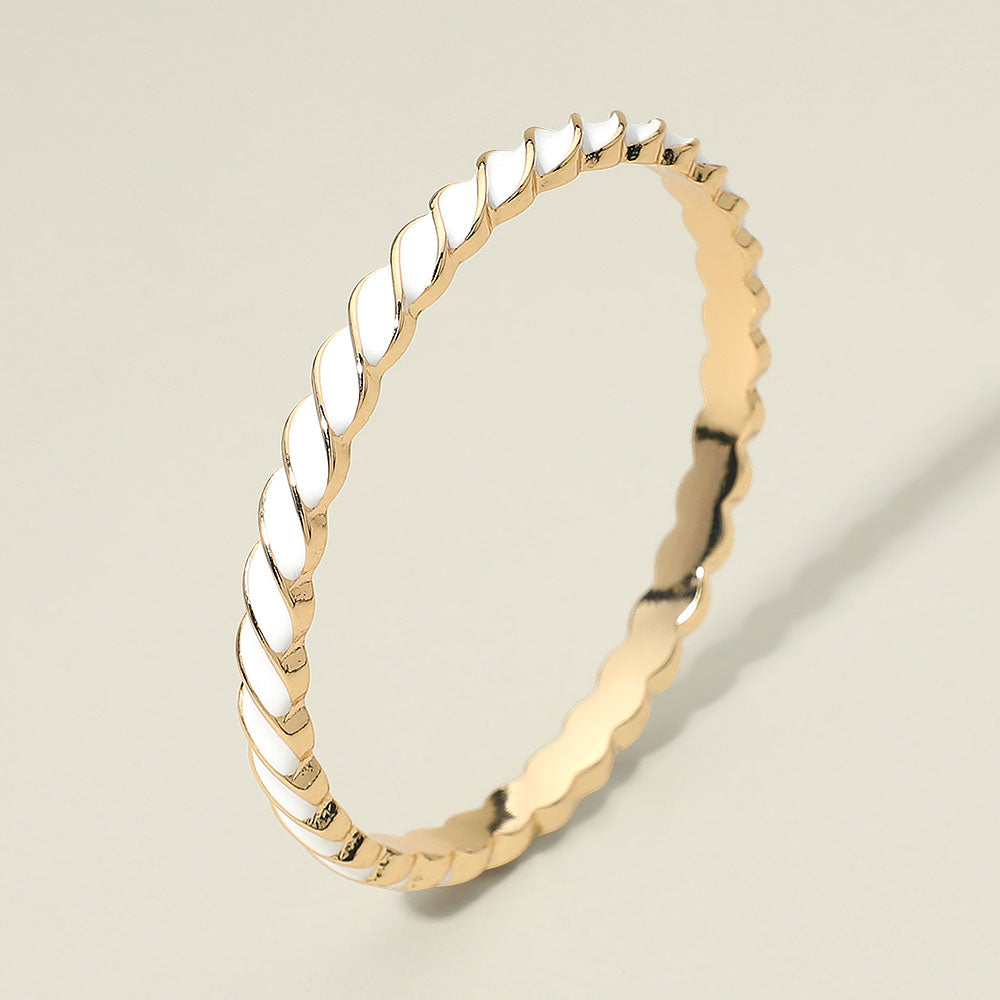 Enamel Inlay Twisted Hinged Bangle Bracelet
