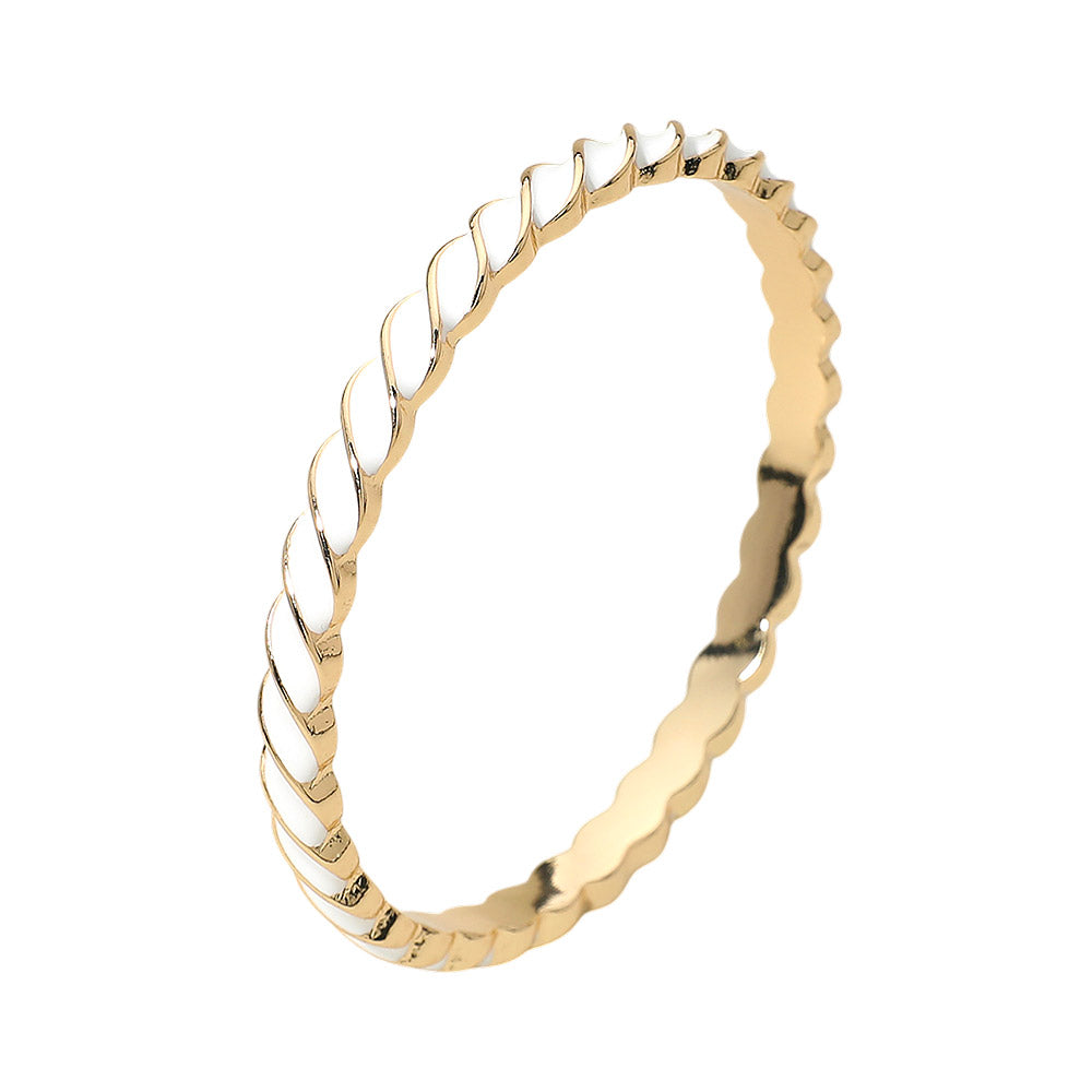 Enamel Inlay Twisted Hinged Bangle Bracelet