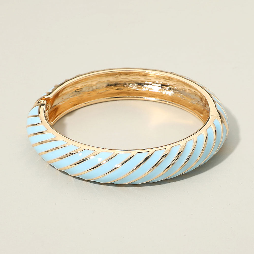 Enamel Inkay Striped Hinged Bangle Bracelet