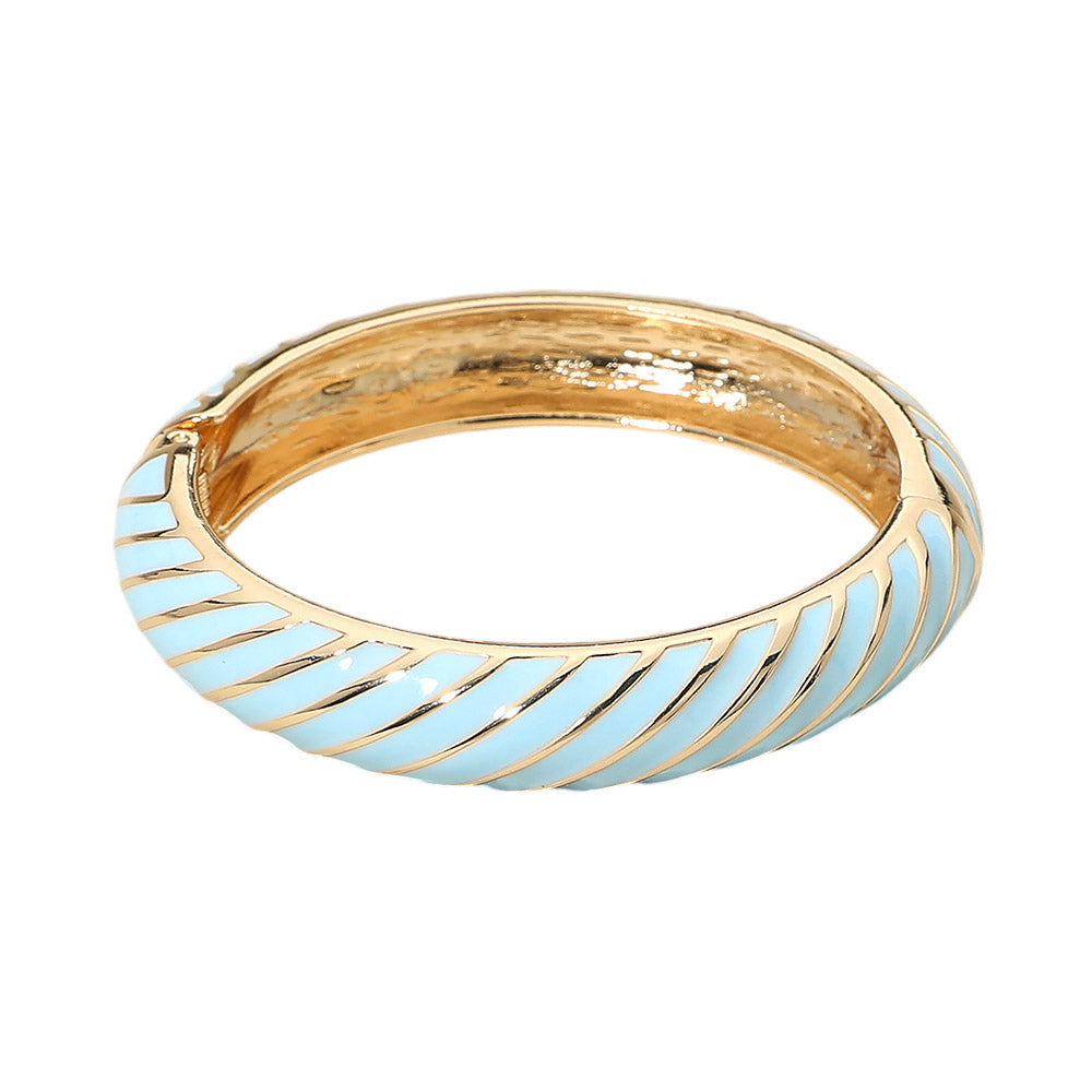 Enamel Inkay Striped Hinged Bangle Bracelet