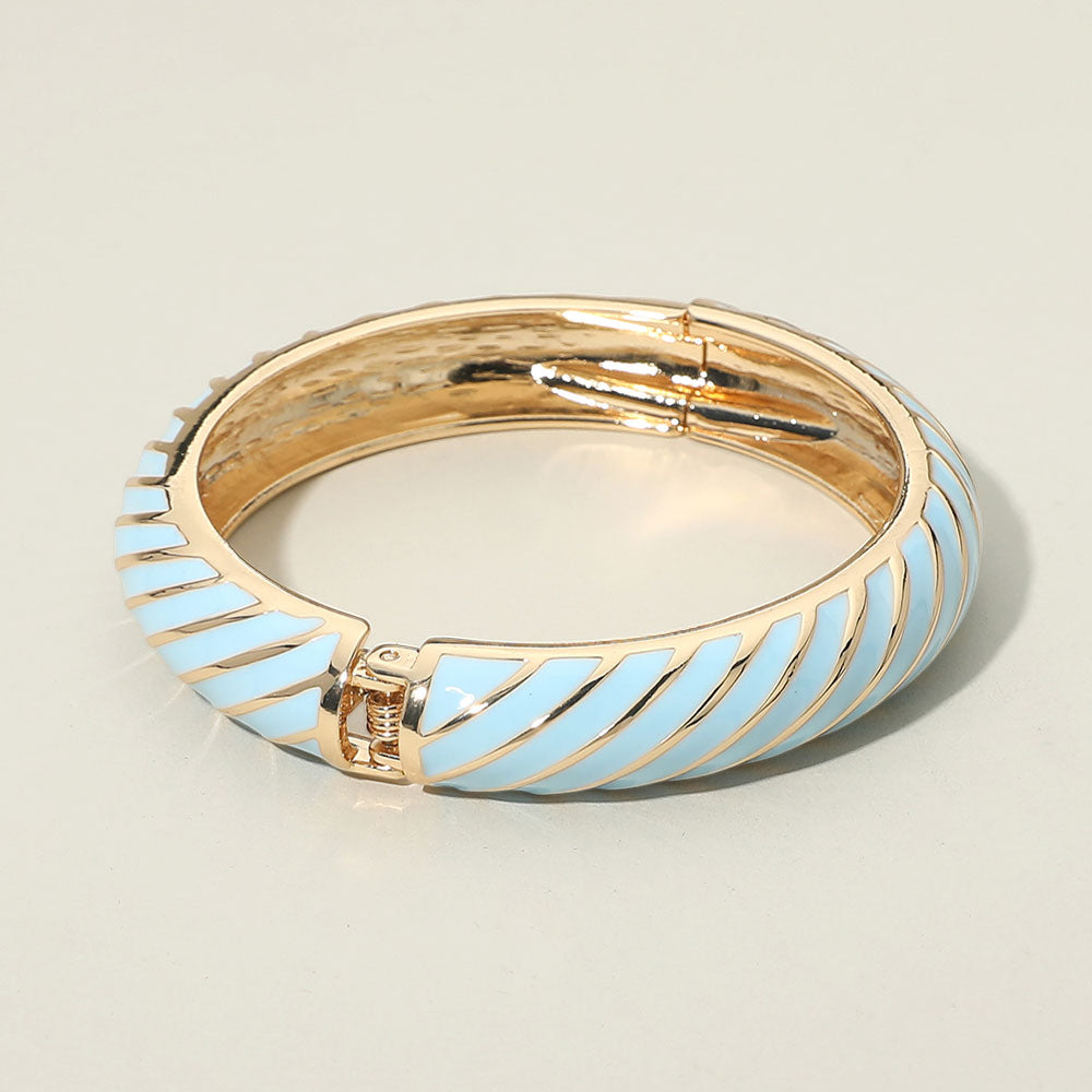 Enamel Inkay Striped Hinged Bangle Bracelet