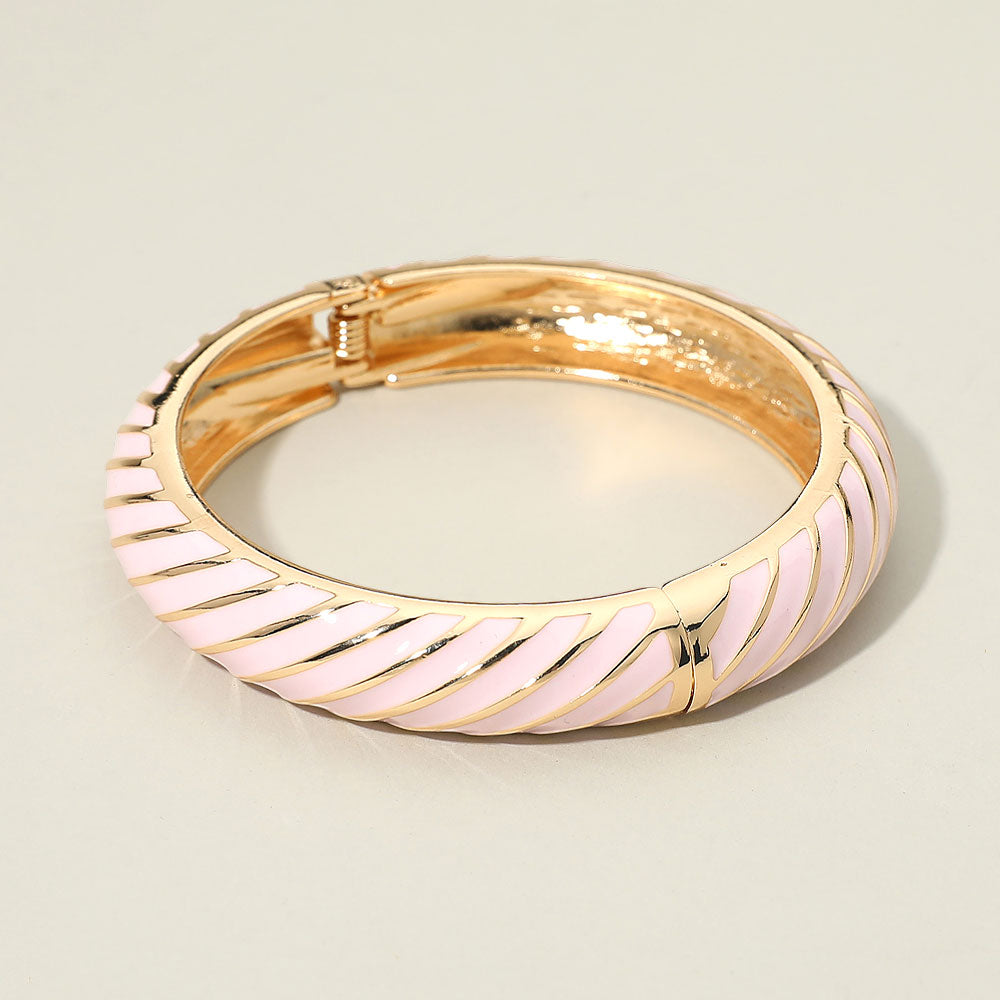 Enamel Inkay Striped Hinged Bangle Bracelet