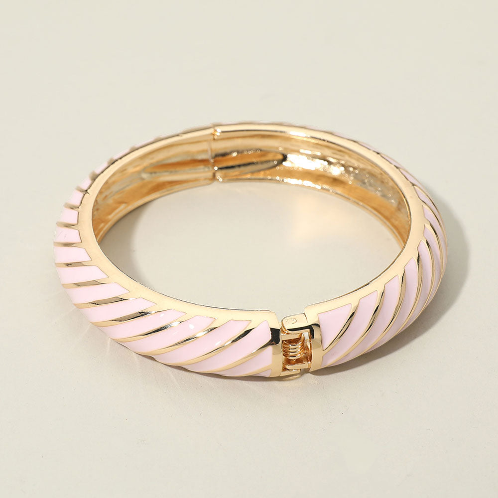 Enamel Inkay Striped Hinged Bangle Bracelet