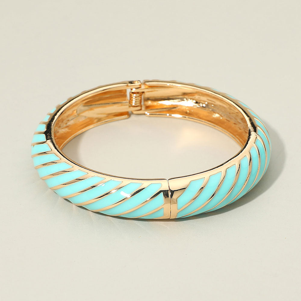 Enamel Inkay Striped Hinged Bangle Bracelet