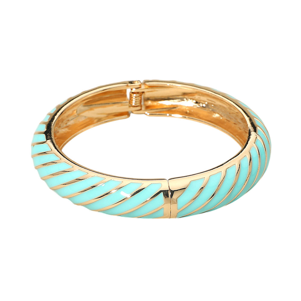 Enamel Inkay Striped Hinged Bangle Bracelet