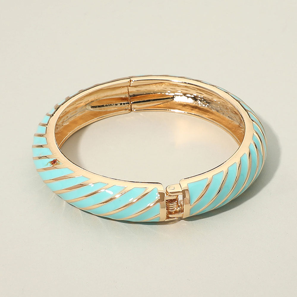 Enamel Inkay Striped Hinged Bangle Bracelet