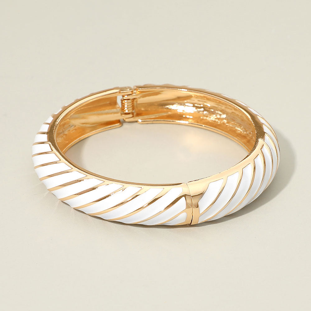 Enamel Inkay Striped Hinged Bangle Bracelet
