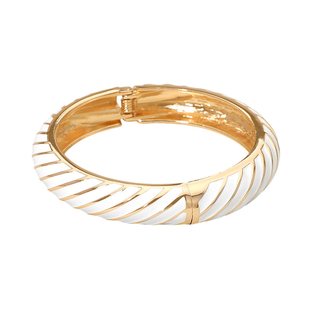 Enamel Inkay Striped Hinged Bangle Bracelet