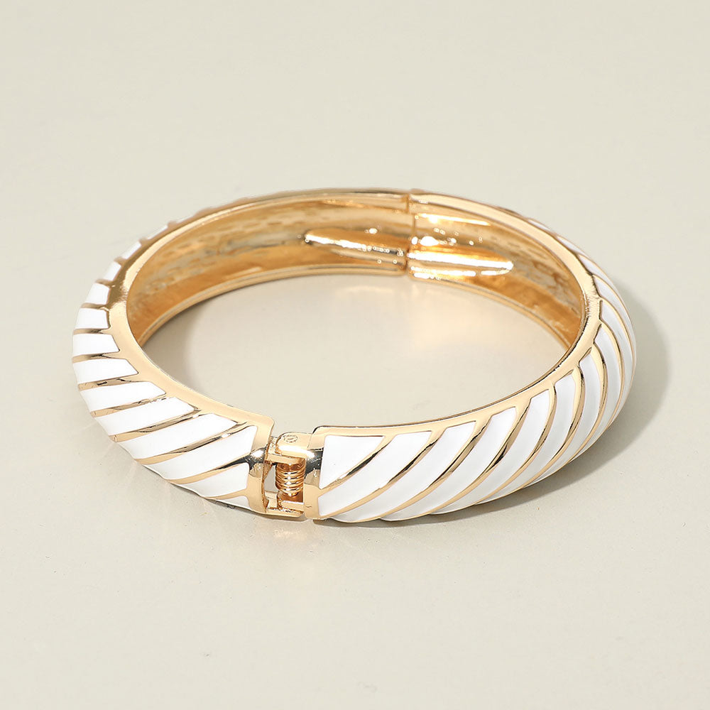 Enamel Inkay Striped Hinged Bangle Bracelet