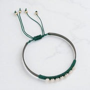 Metal Ball Beaded Adjustable Cinch Pull Tie Bracelet