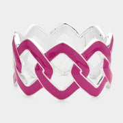 Chain Shape Cutout Enamel Hinged Bangle Bracelet