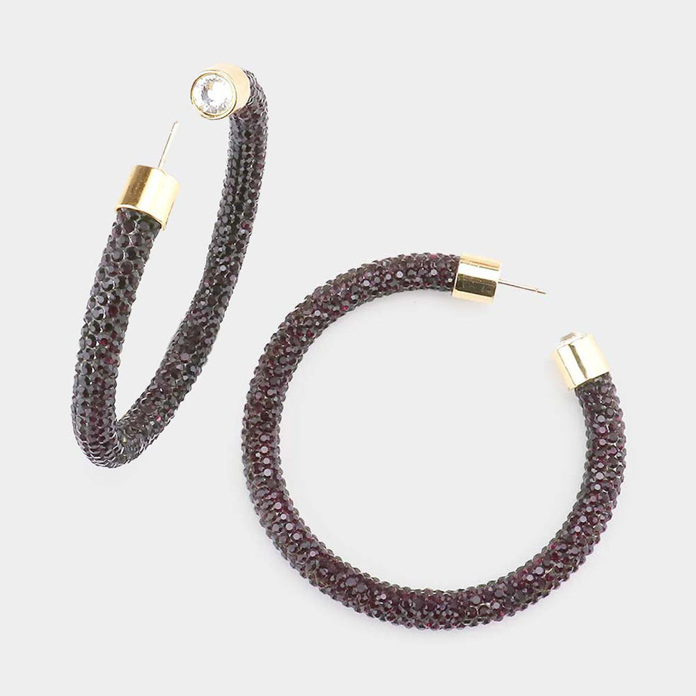 Bling Studded Hoop Earrings