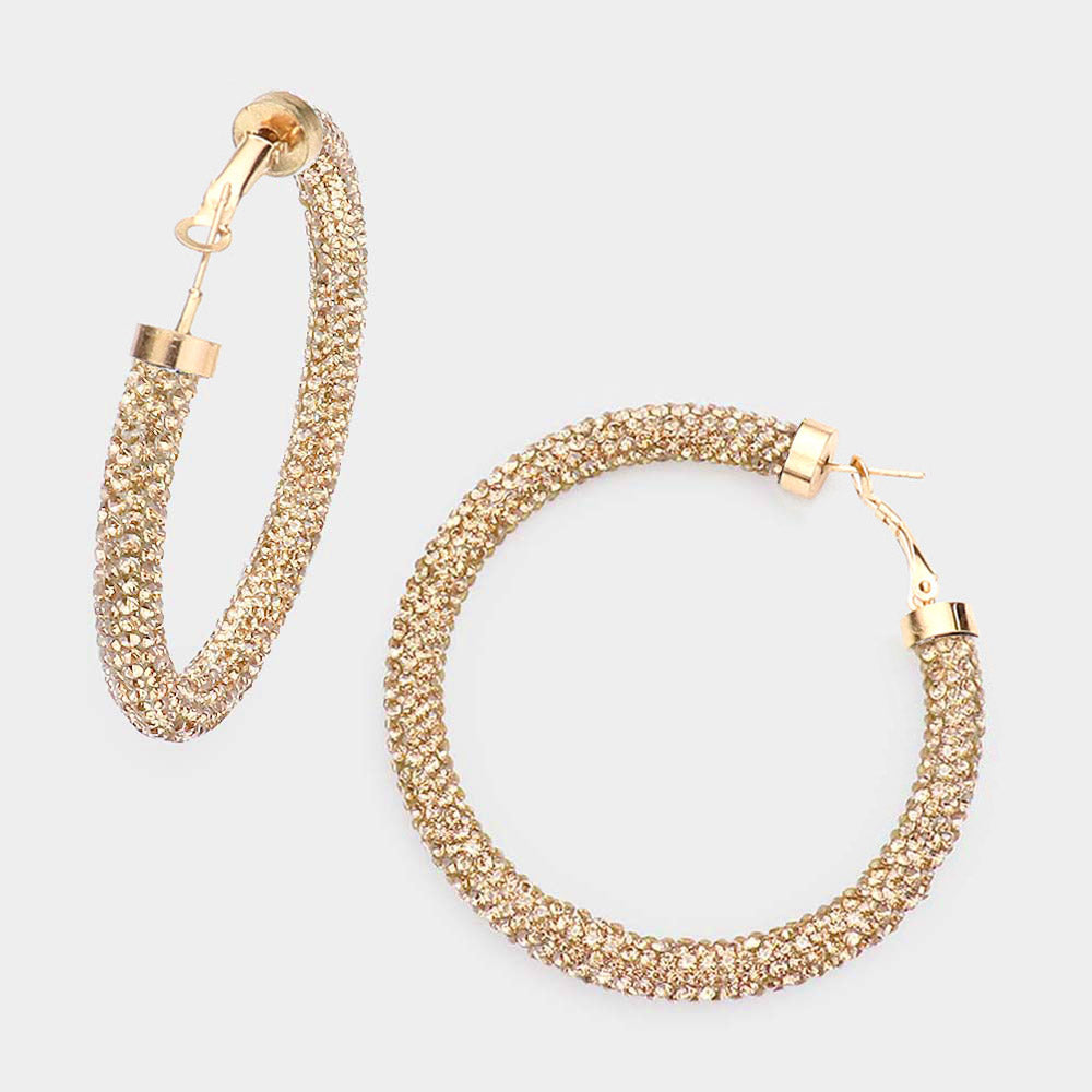 Bling Studded Hoop Earrings