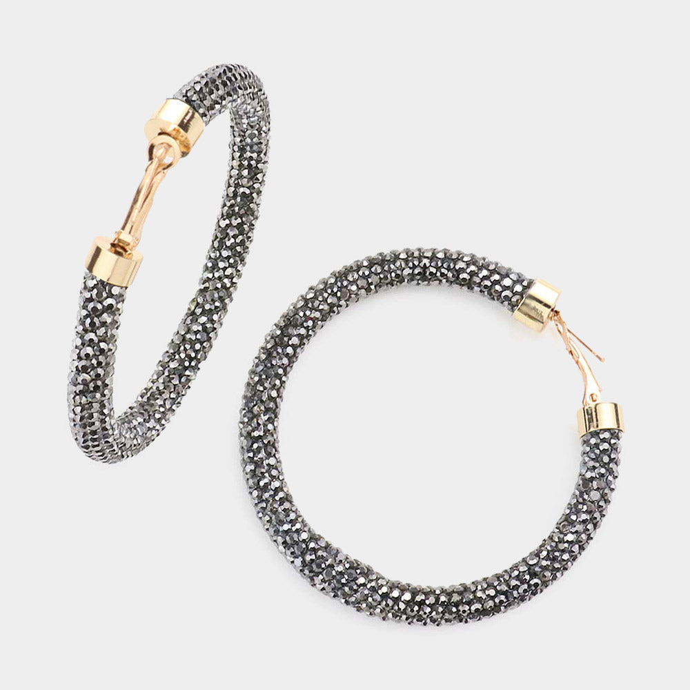 Bling Studded Hoop Earrings