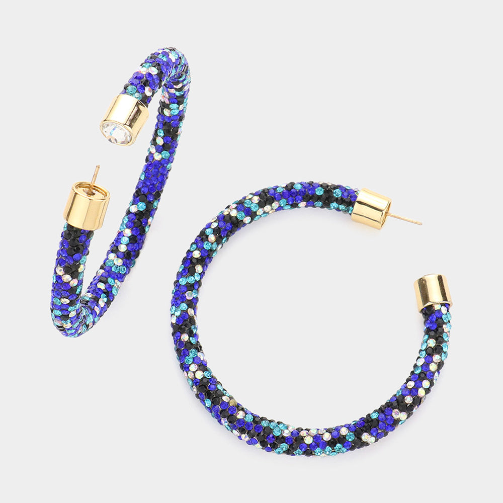 Bling Studded Hoop Earrings