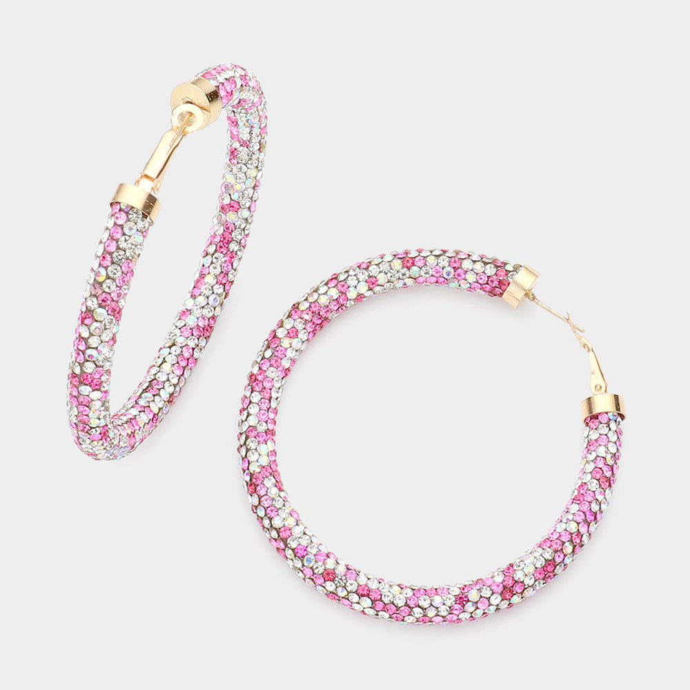 Bling Studded Hoop Earrings