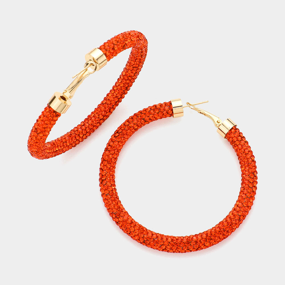 Bling Studded Hoop Earrings