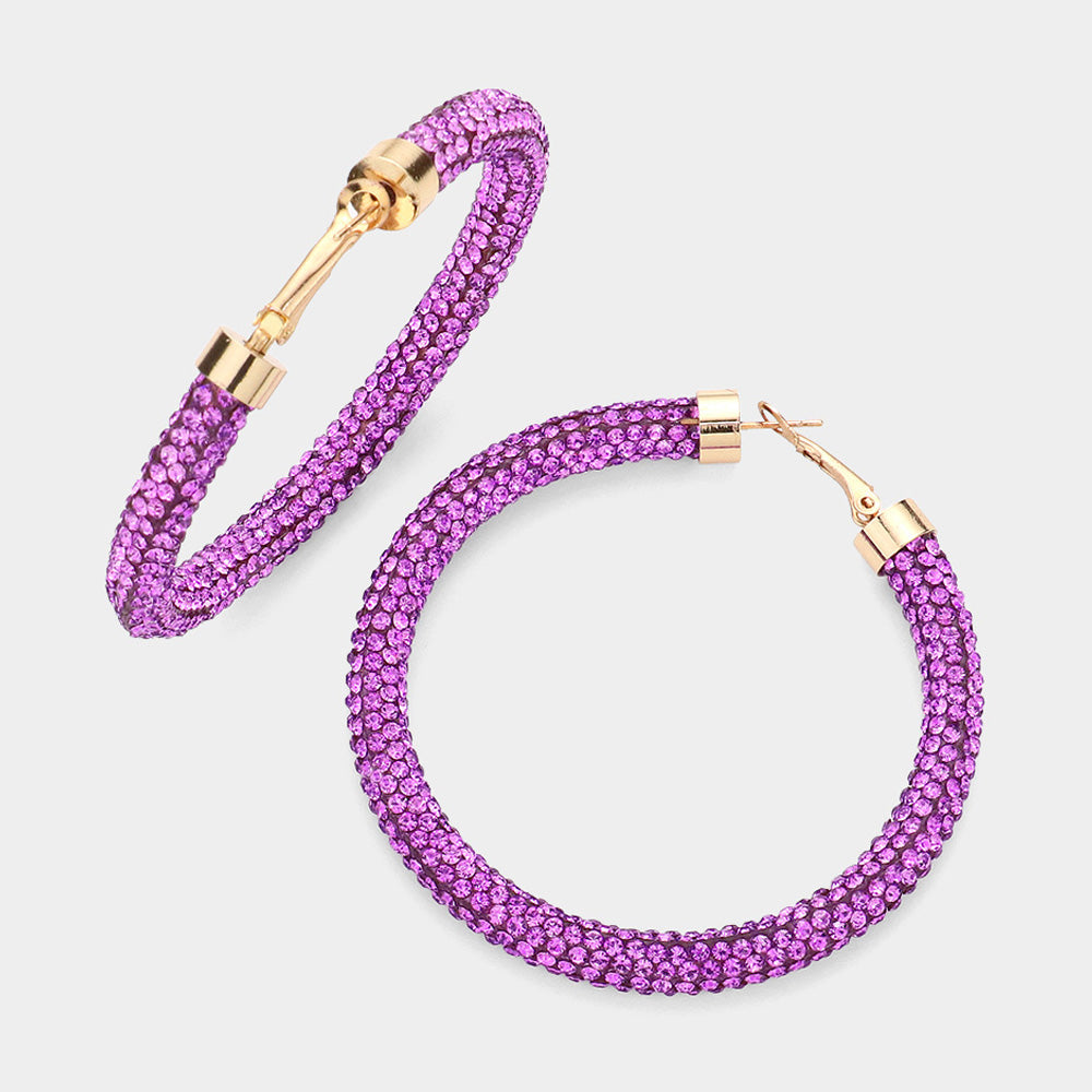Bling Studded Hoop Earrings