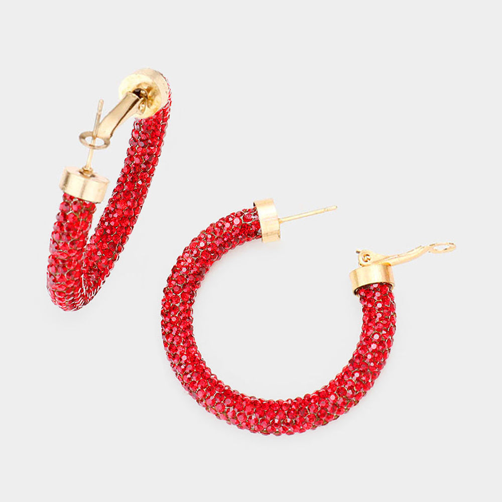 Bling Studded Hoop Earrings