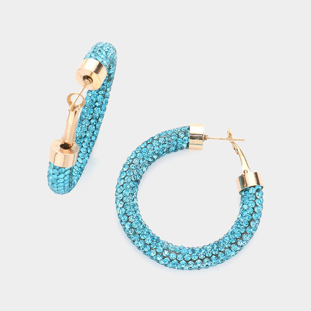 Bling Studded Hoop Earrings
