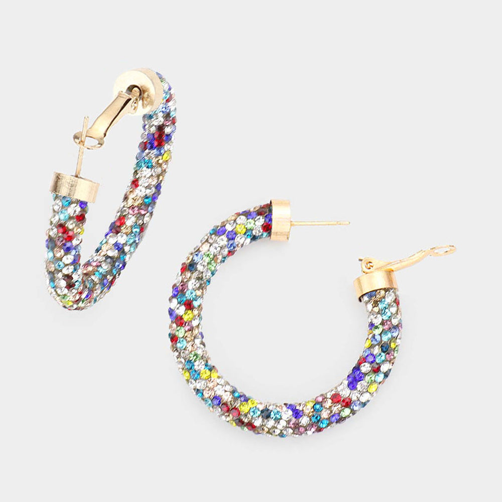 Bling Studded Hoop Earrings
