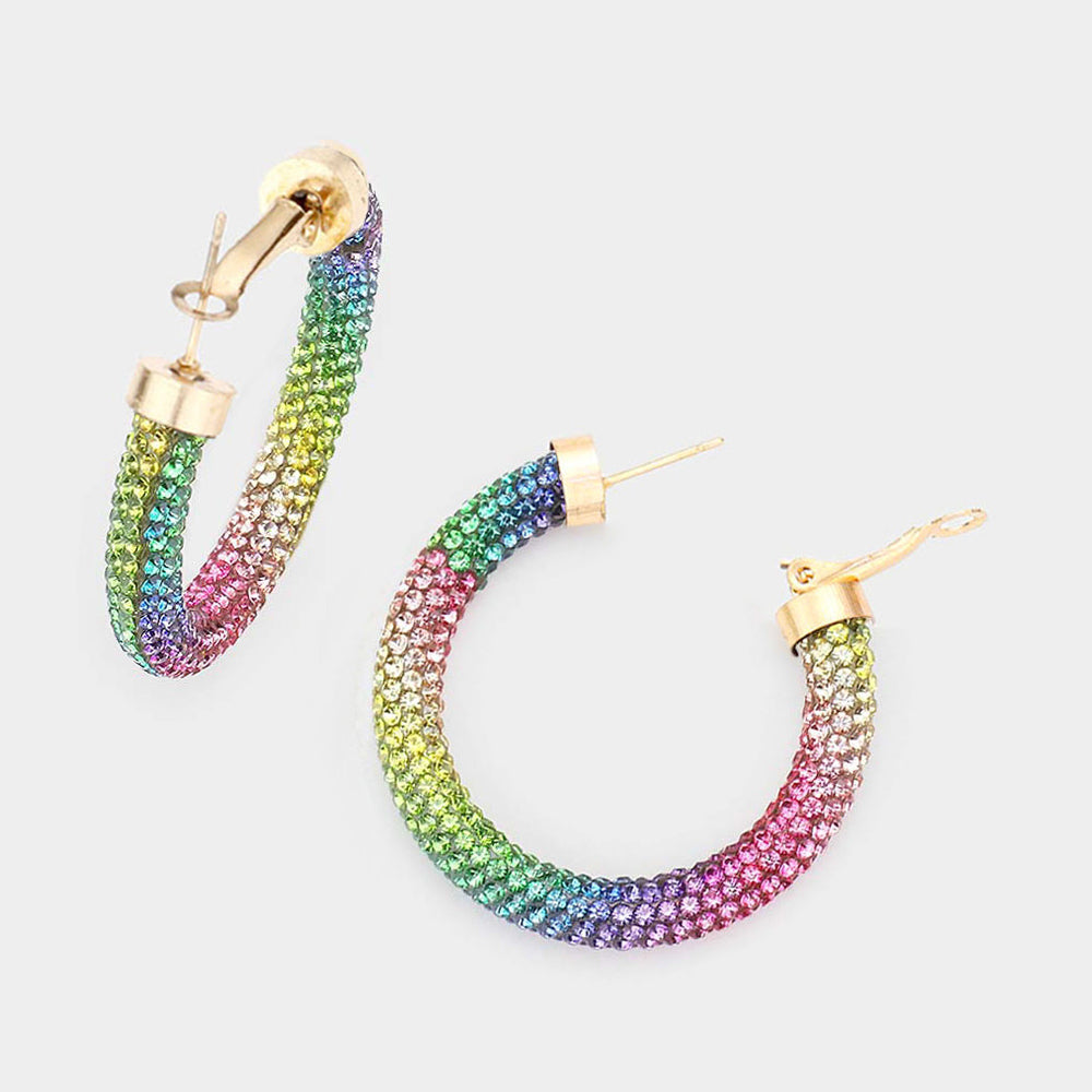 Bling Studded Hoop Earrings