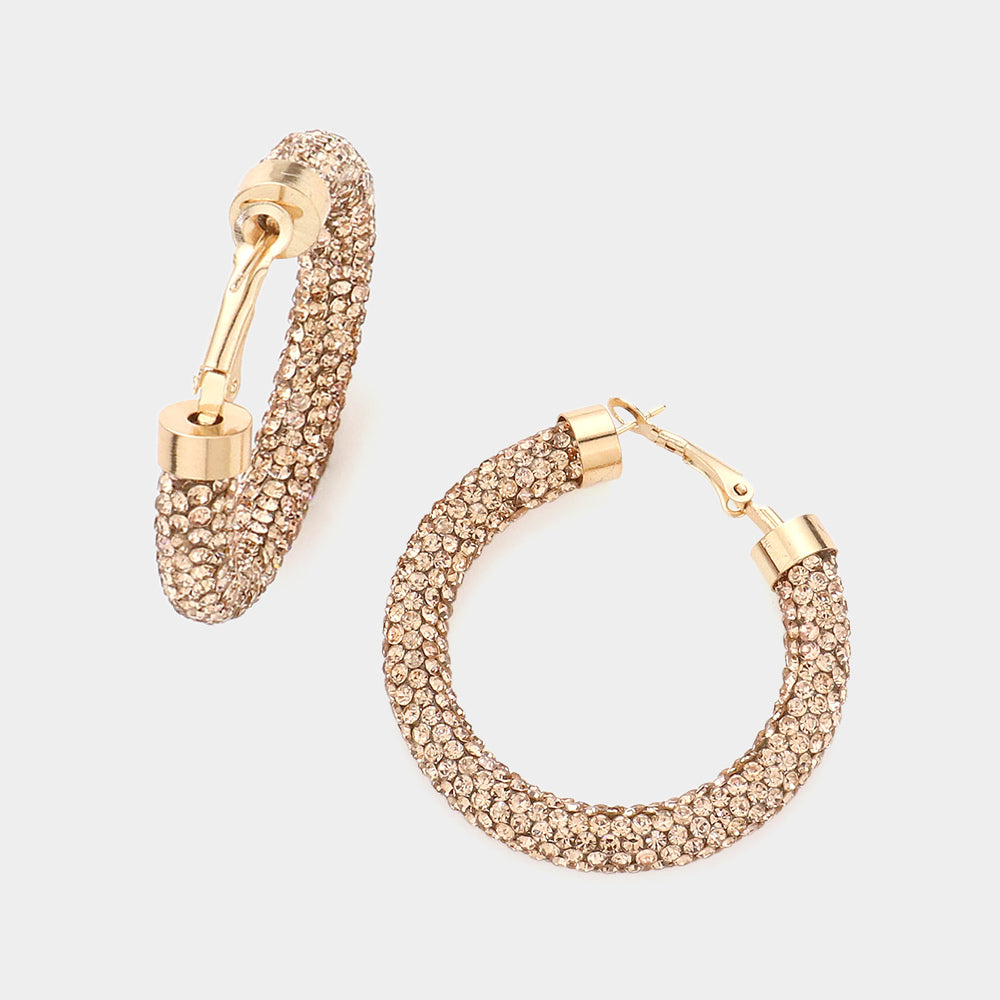 Bling Studded Hoop Earrings