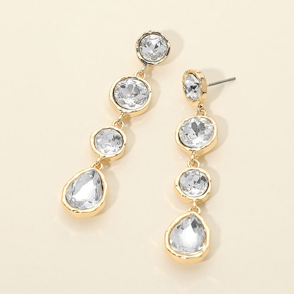 Round Teardrop Stone Link Drop Earrings