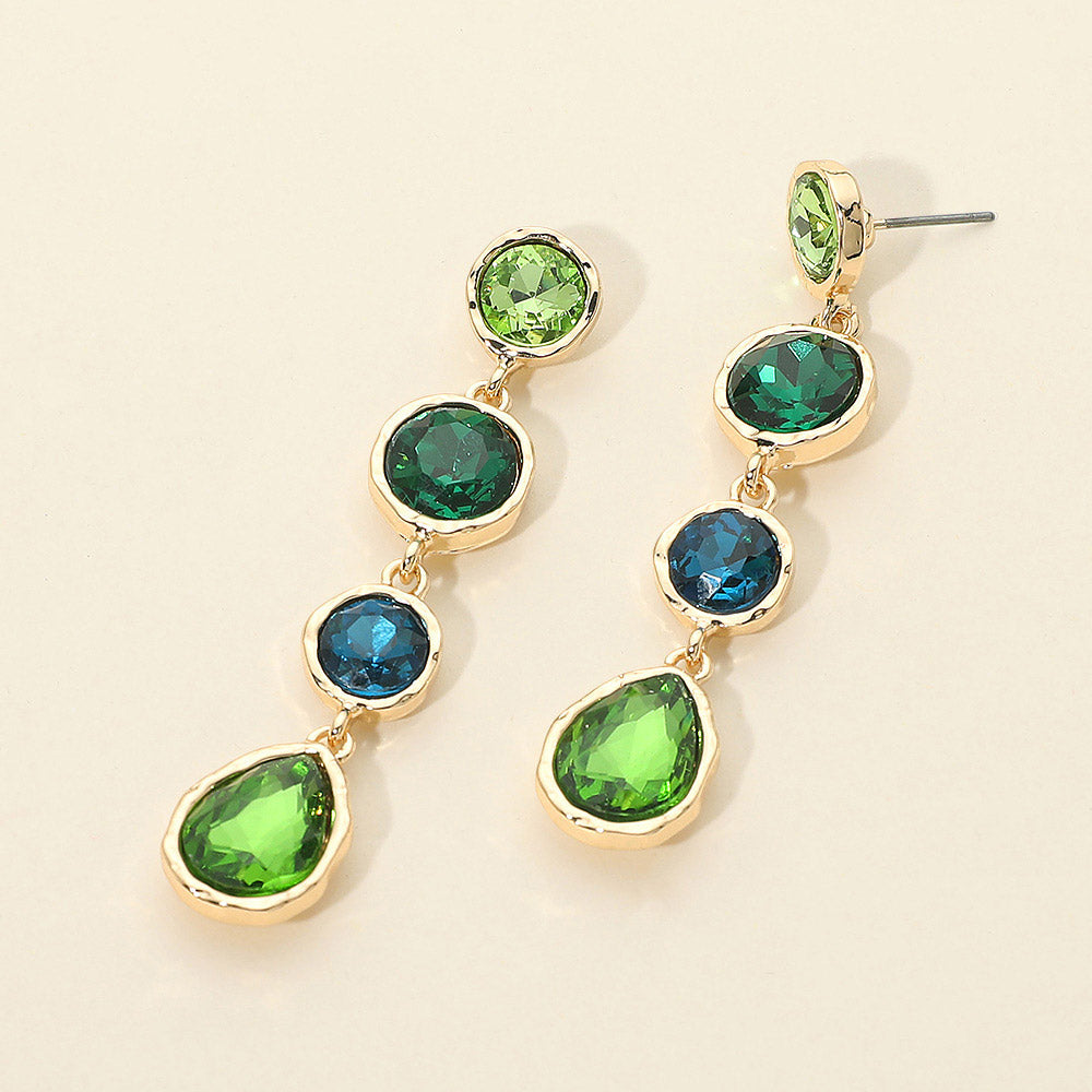 Round Teardrop Stone Link Drop Earrings