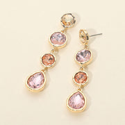 Round Teardrop Stone Link Drop Earrings