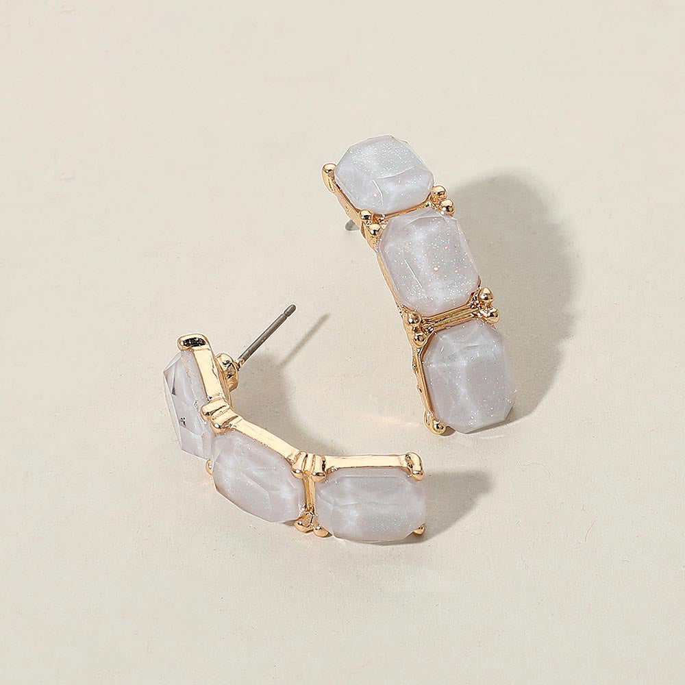 Triple Stone Cluster Earrings