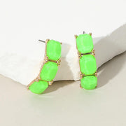 Triple Stone Cluster Earrings