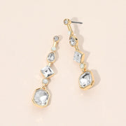 Geometric Linear Stone Cluster Link Drop Earrings