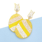Felt Back Beaded Easter Bunny Egg Link Dangle Earrings
