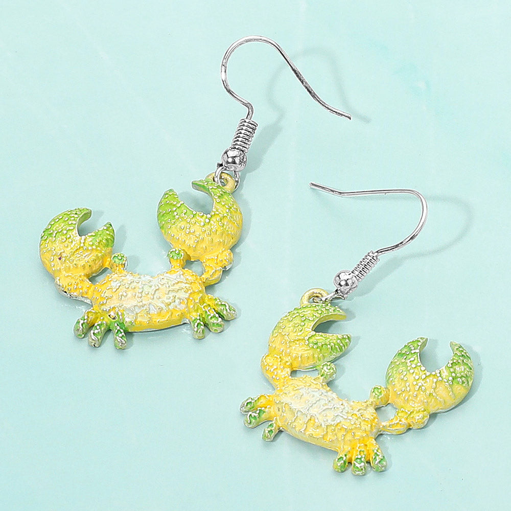 Colored Metal Crab Dangle Earrings