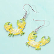 Colored Metal Crab Dangle Earrings