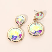 Dual Round Stone Drop Earrings