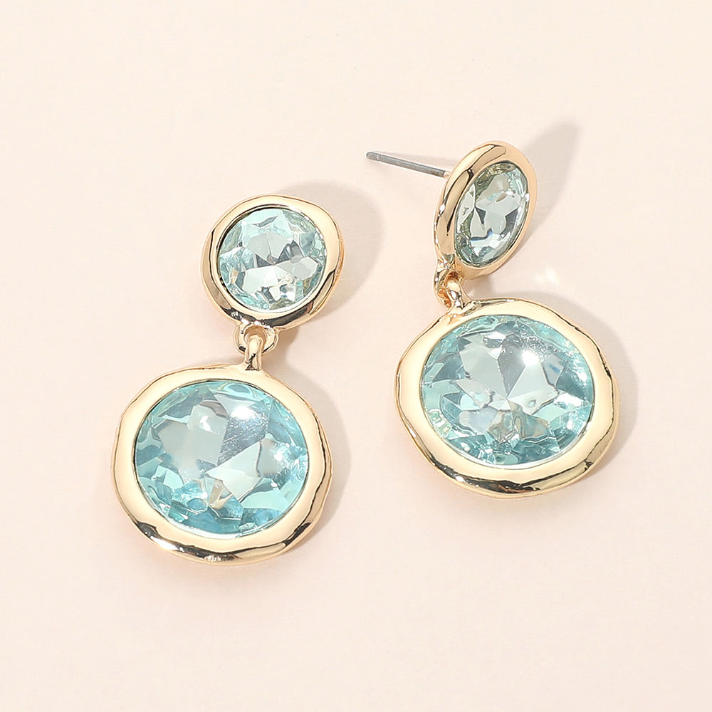 Dual Round Stone Drop Earrings