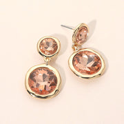 Dual Round Stone Drop Earrings