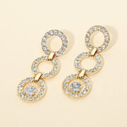 Gold Dipped Rhinestone Circle Link Drop Earrings